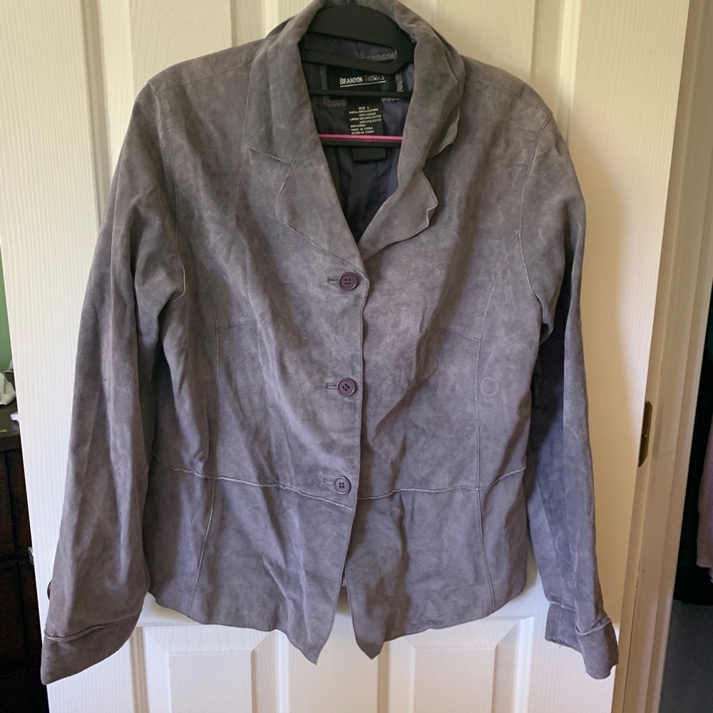 Fitted lightweight soft purple leather jacket